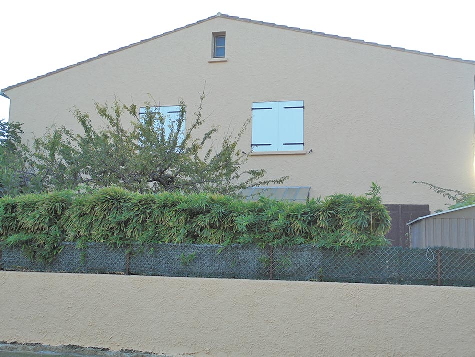 Façades Ariégeoises avec fenêtres et murs de couleur beige.