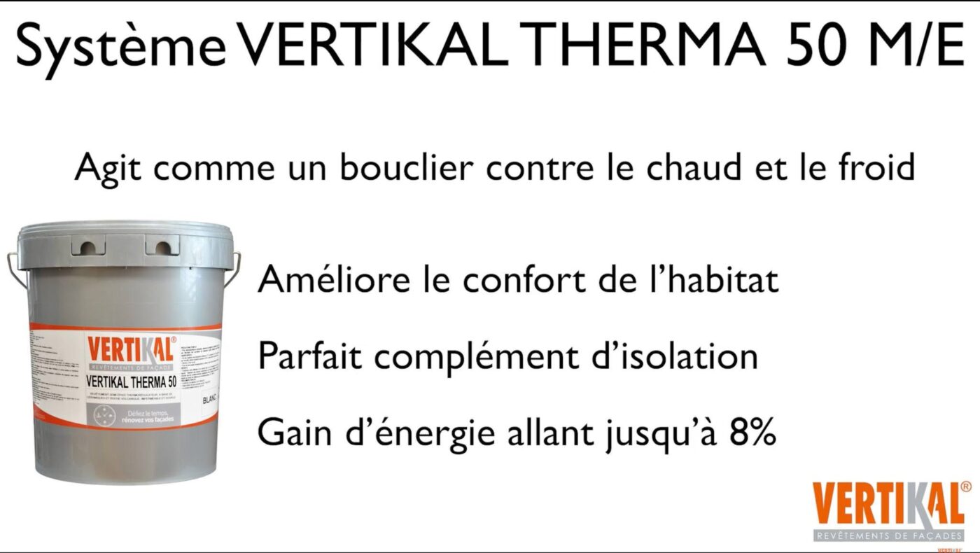 Seau de produit VERTIKAL THERMA 50 pour façades Ariégeoises.